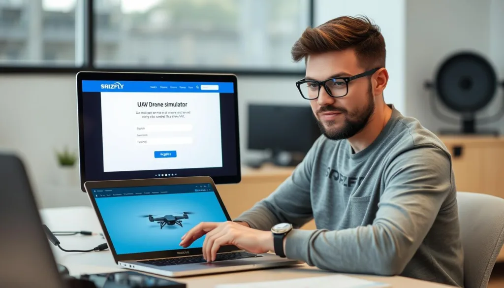 SRIZFLY UAV drone simulator sign up
