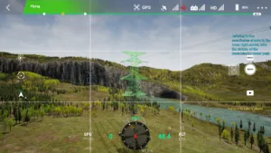 Top section of the 500 kV tension tower during drone simulator inspection.