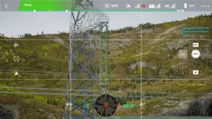 Left circuit middle phase insulator in drone simulator inspection.