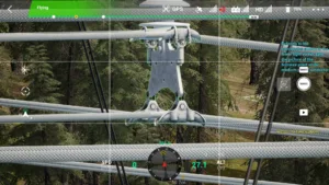 Middle-phase conductor terminal of 500 kV pull tower in drone simulator.