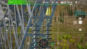 Left circuit upper crossarm end of 500kV tower in simulator view.