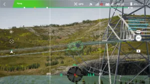 Large-side conductor end of left lower phase on the 500 kV tension tower during drone simulator inspection.