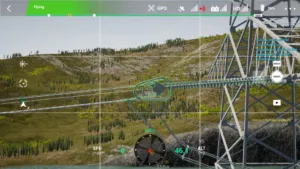 Small-side conductor end of left middle phase on the 500 kV tension tower in drone simulator inspection.