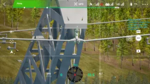 Right side ground wire of 500kV linear tower in simulator inspection.