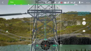 Jumper insulator of left middle phase on the 500 kV tension tower in drone simulator inspection.