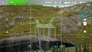 Top section of 500 kV pull tower inspected using a drone simulator.