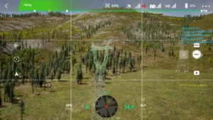 Drone simulator screenshot inspecting the top of a 220kV linear tower