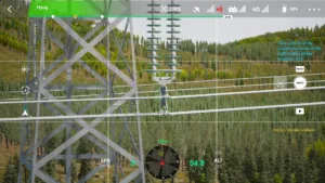 Right circuit middle conductor end of 500kV tower in simulator view.