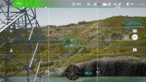 Large-side conductor end of left middle phase on the 500 kV tension tower during drone simulator inspection.