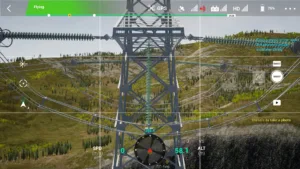 Jumper insulator of left upper phase on the 500 kV tension tower during drone simulator inspection.