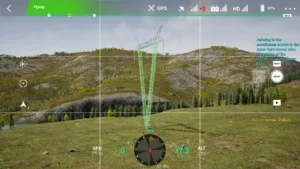 Main body structure of 500 kV pull tower shown in virtual drone inspection.