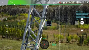 Identification plate of 500 kV pull tower captured in simulator inspection.