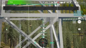 Jumper crossarm end of right upper phase on the 500 kV tension tower captured in drone simulator inspection.