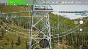 Jumper insulator of right upper phase on the 500 kV tension tower during drone simulator inspection.