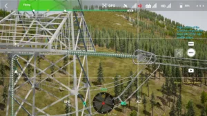 Small-side insulator of right middle phase on the 500 kV tension tower captured in drone simulator inspection.