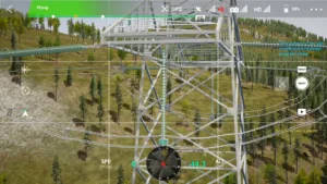 Jumper insulator of right middle phase on the 500 kV tension tower during drone simulator inspection.