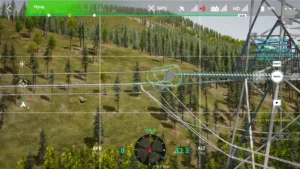 Small-side conductor end of right lower phase on the 500 kV tension tower captured in drone simulator inspection.