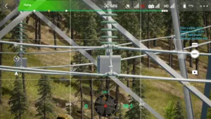 Jumper conductor end of right lower phase on the 500 kV tension tower during drone simulator inspection.