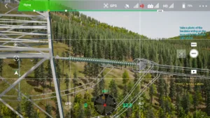 Large-side insulator of right lower phase on the 500 kV tension tower in drone simulator inspection.