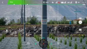 Close-up view of the identification number plate on a 10kV T-line straight pole in drone inspection simulation.