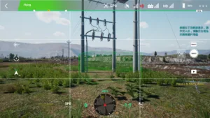 Base structure of a 10kV terminal pole captured in UAV power line inspection simulator.