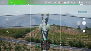Left-side insulator of a 10kV straight pole displayed in UAV power inspection training software.