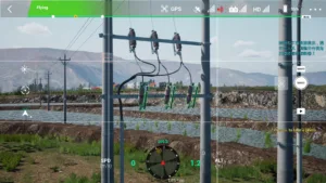 First fuse device on a 10kV terminal pole shown in UAV electrical inspection training software.