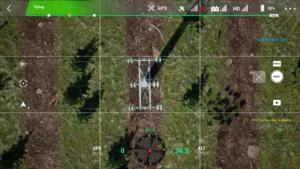 Top insulator assembly of a 10kV tension pole shown in UAV electrical line inspection simulation.