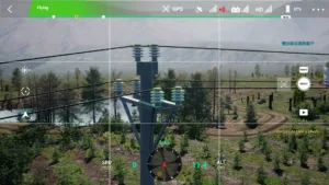 Right-side insulator of a 10kV straight pole shown in UAV-based power line inspection simulator.