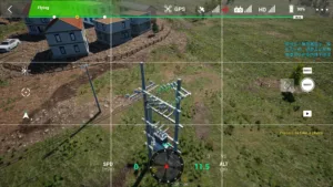 Top insulator structure of a 10kV double pole substation in UAV-based power line inspection simulator.