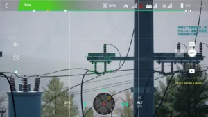 First disconnector on a 10kV terminal pole displayed in UAV power line inspection training.