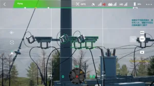 Third disconnector of a 10kV terminal pole shown in UAV inspection simulation.