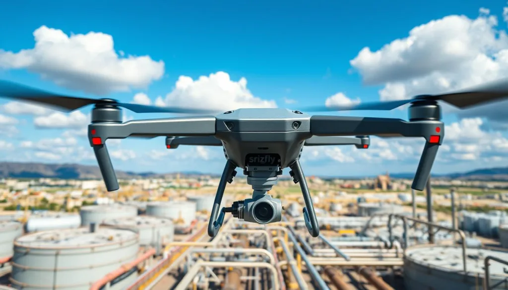 Oil and gas plant drone inspection simulation