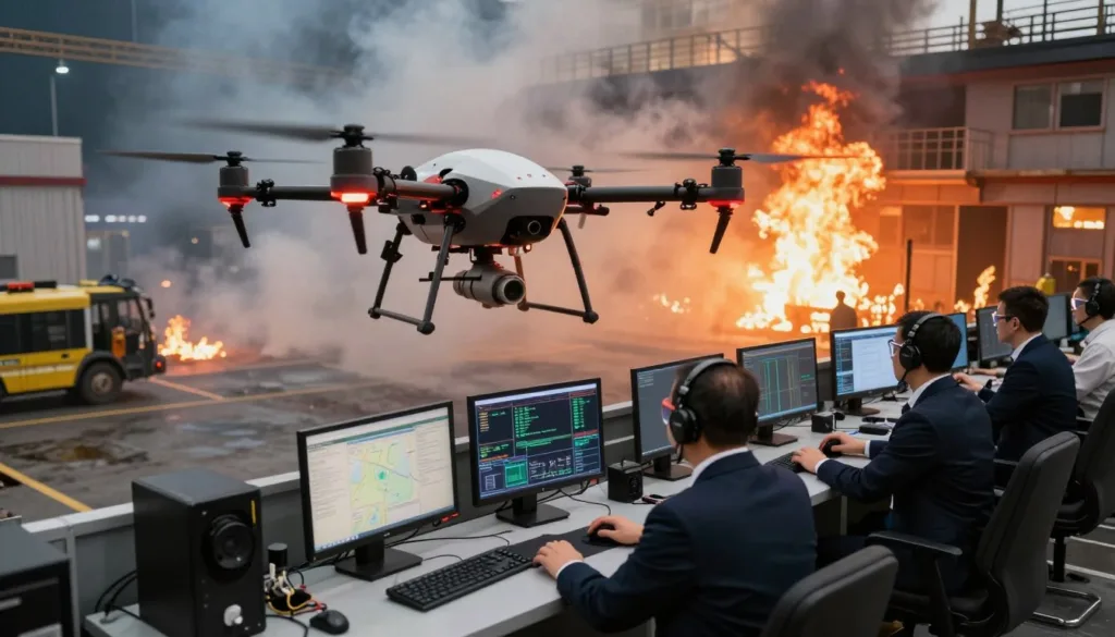Firefighting drone simulation