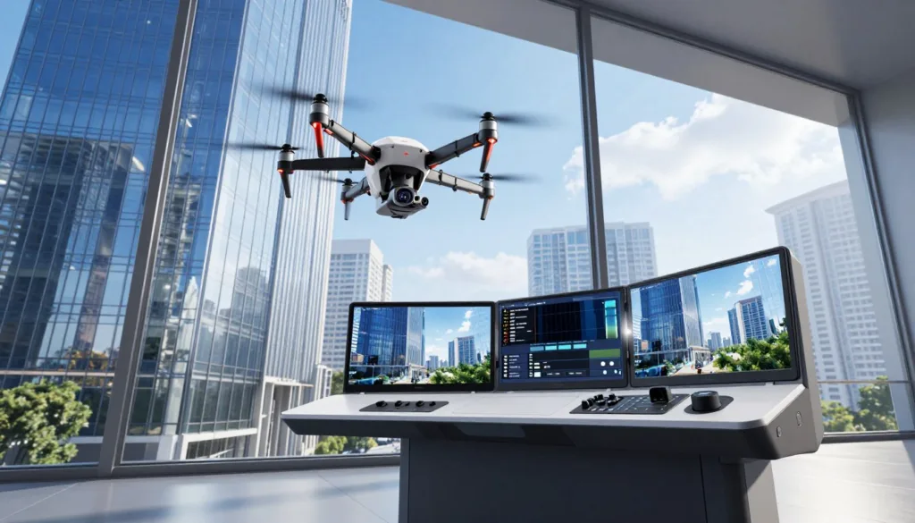 Glass curtain wall cleaning drone simulator