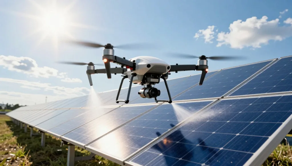 solar panel cleaning drone simulator in action solar panel cleaning drone simulator in action