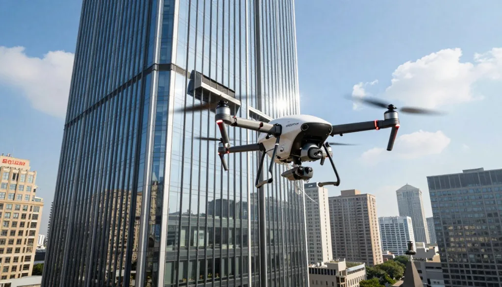 high rise window cleaning drone simulation