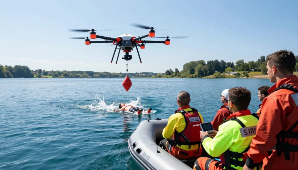 simulated training for water rescue drones